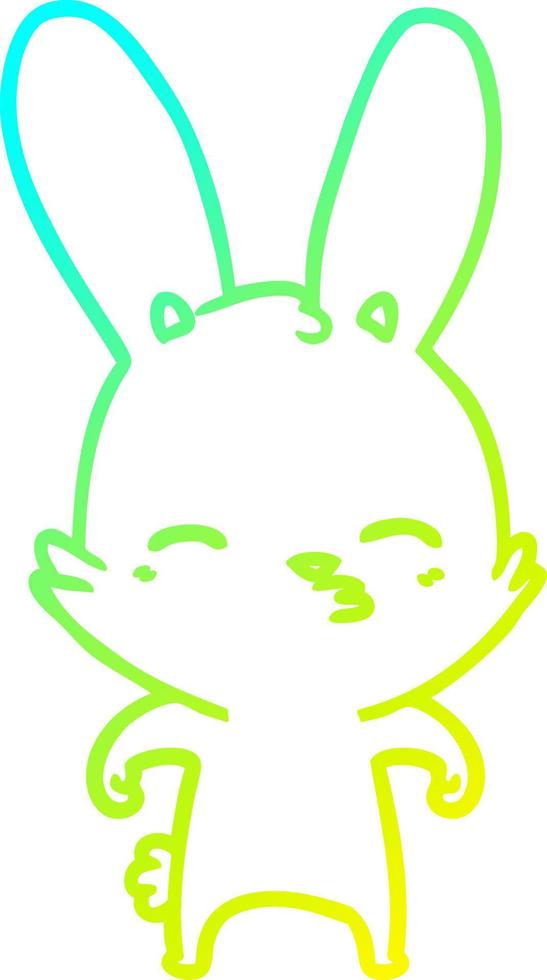 cold gradient line drawing curious bunny cartoon vector