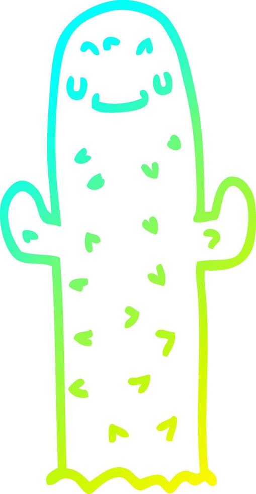cold gradient line drawing cartoon cactus vector
