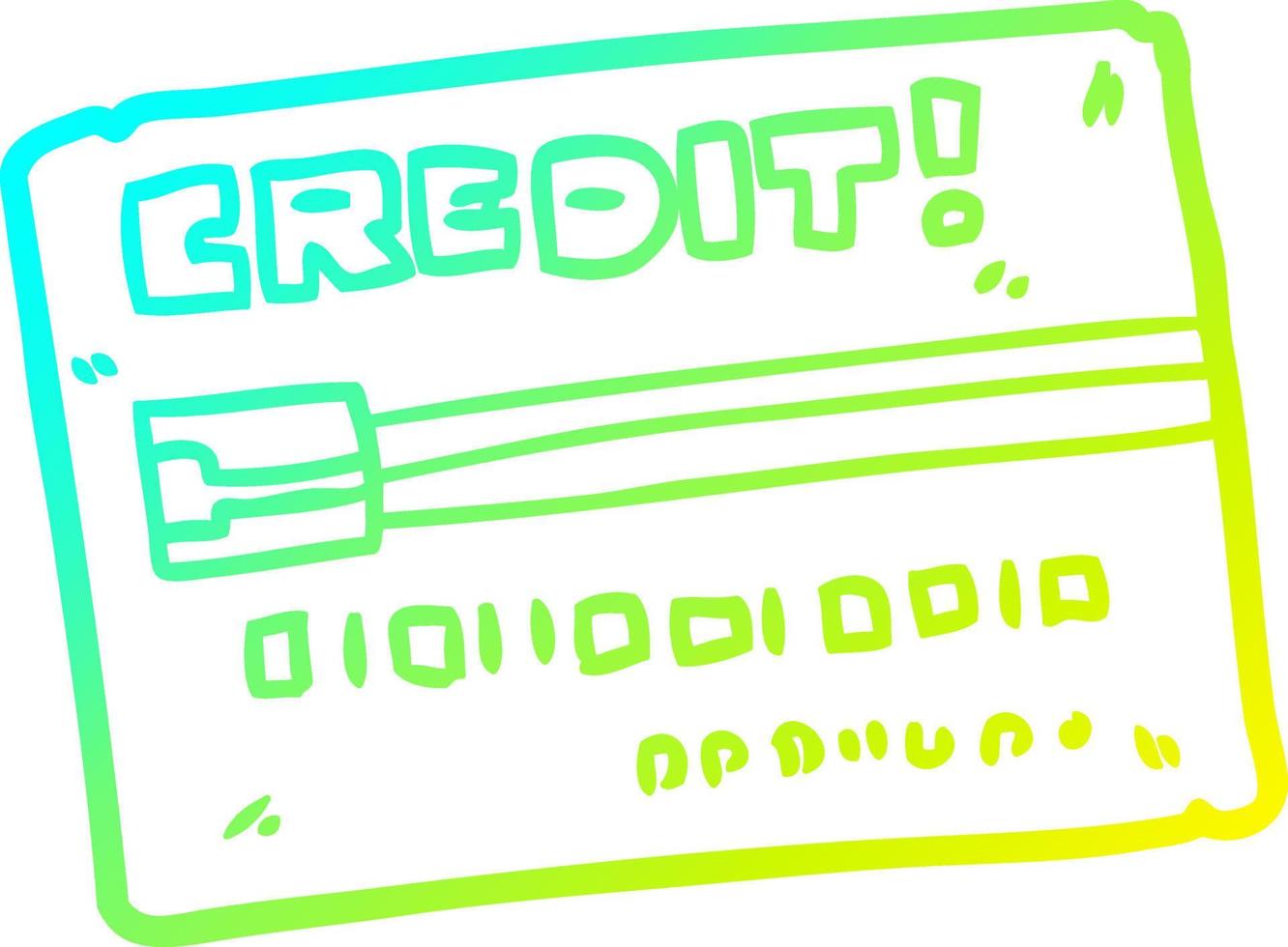 cold gradient line drawing cartoon credit card vector