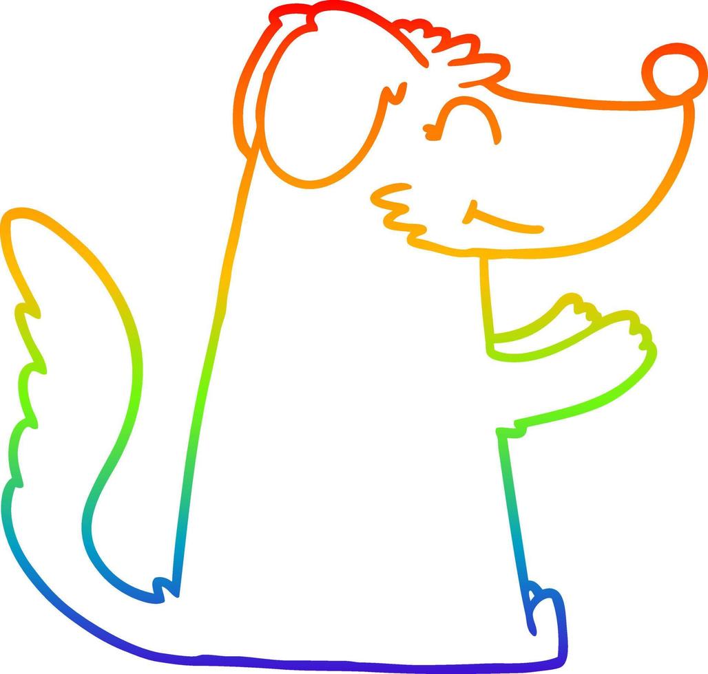 rainbow gradient line drawing happy cartoon dog vector
