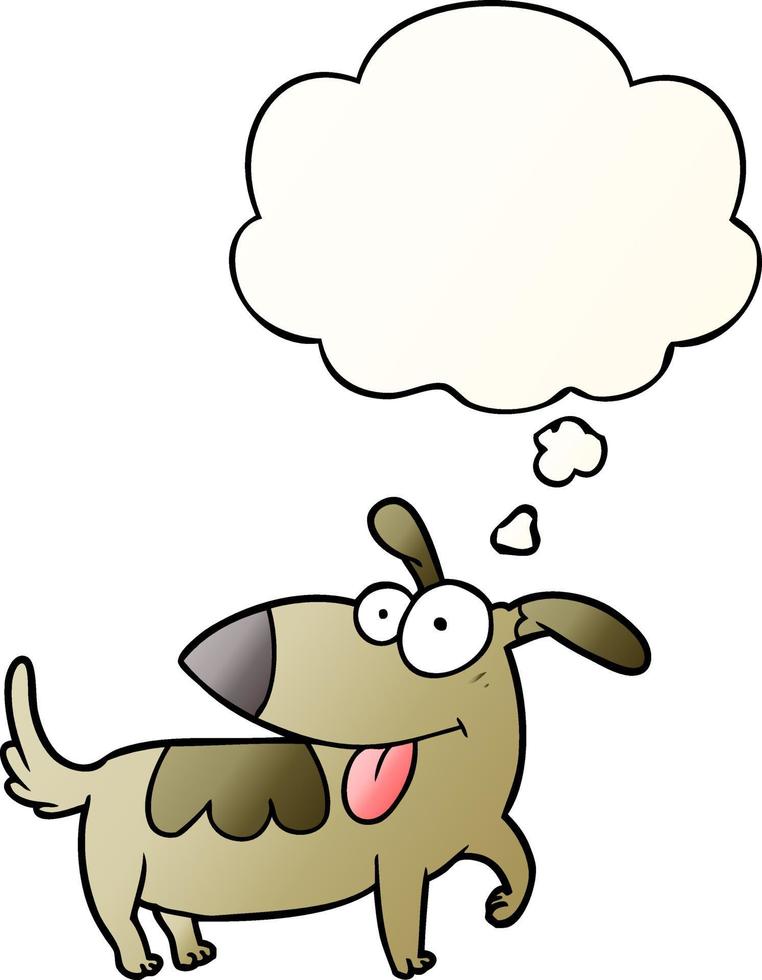 cartoon happy dog and thought bubble in smooth gradient style vector