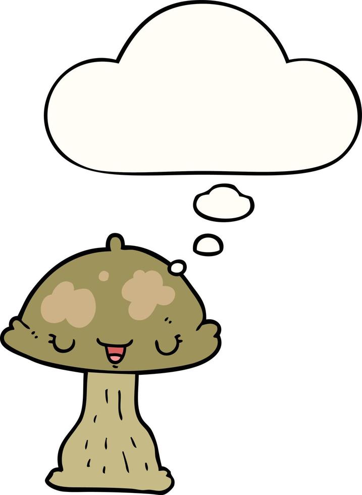 cartoon toadstool and thought bubble vector