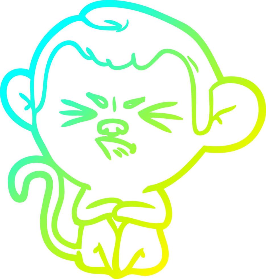 cold gradient line drawing cartoon annoyed monkey vector