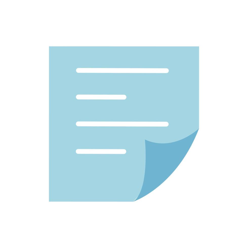 Blue sticker with an inscription , bent sheet, vector simple flat illustration on white background