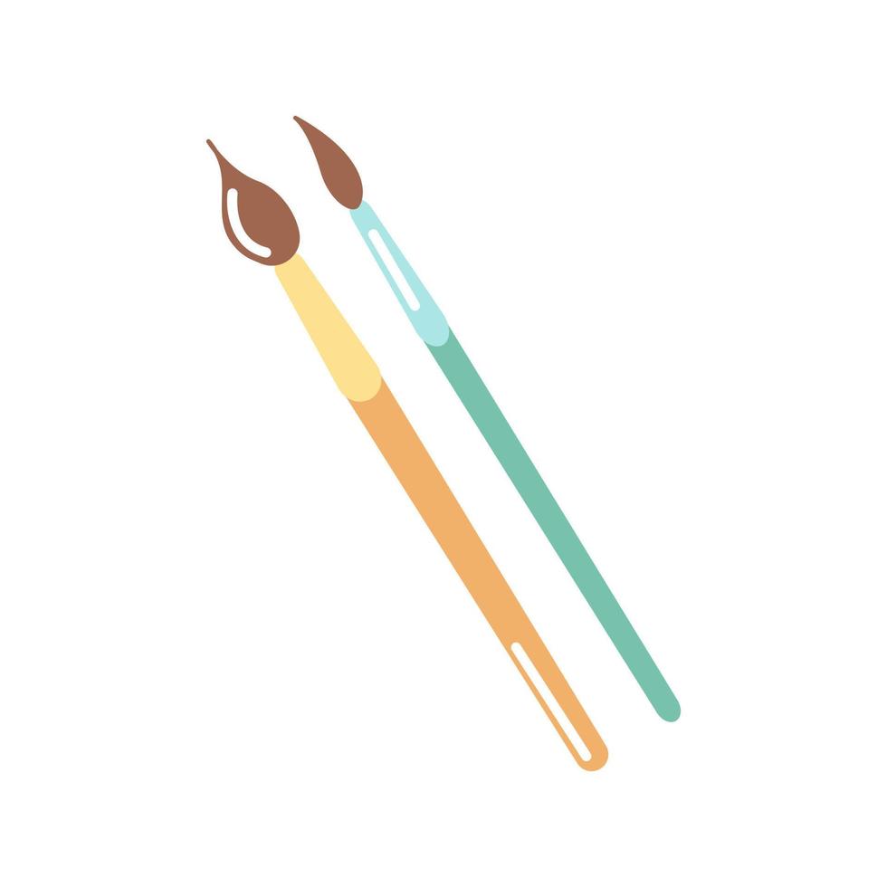 Drawing brushes, vector flat illustration on white background