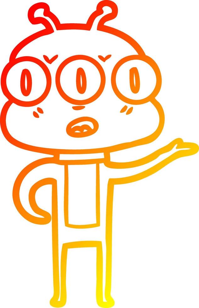 warm gradient line drawing confused three eyed alien vector