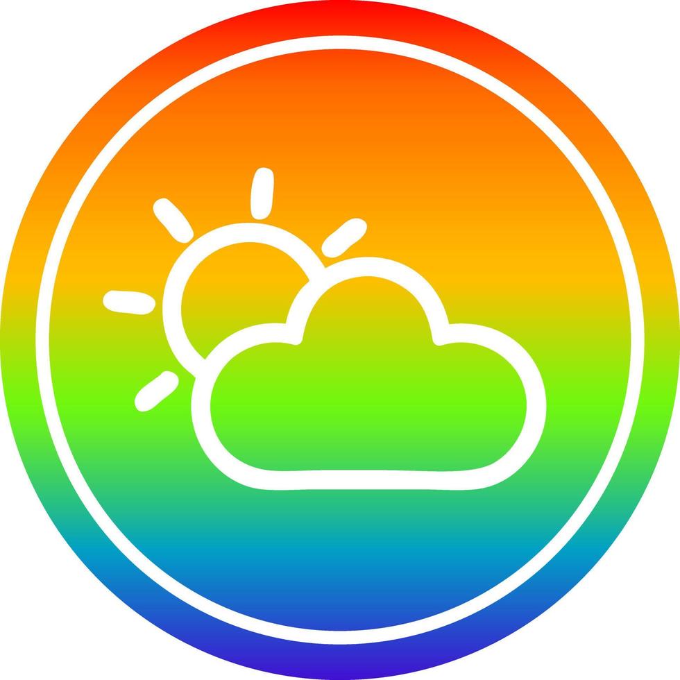 sol y nube circular en el espectro del arco iris vector
