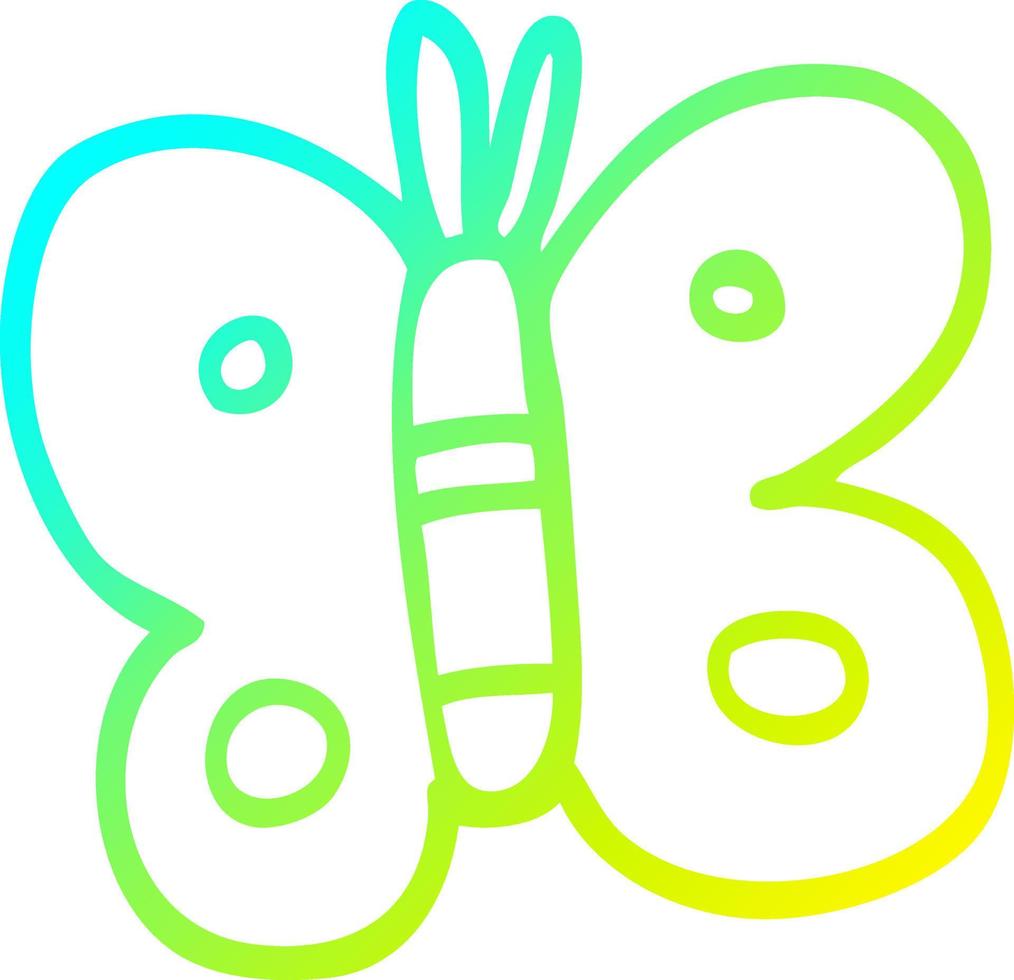 cold gradient line drawing cartoon butterfly vector