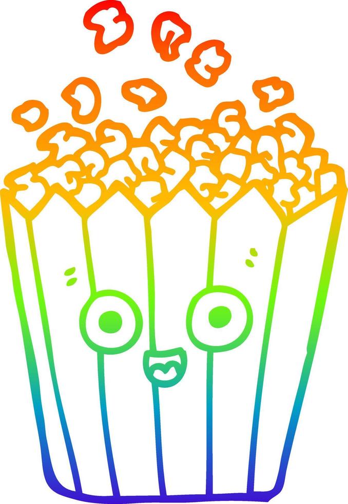 rainbow gradient line drawing cartoon popcorn vector