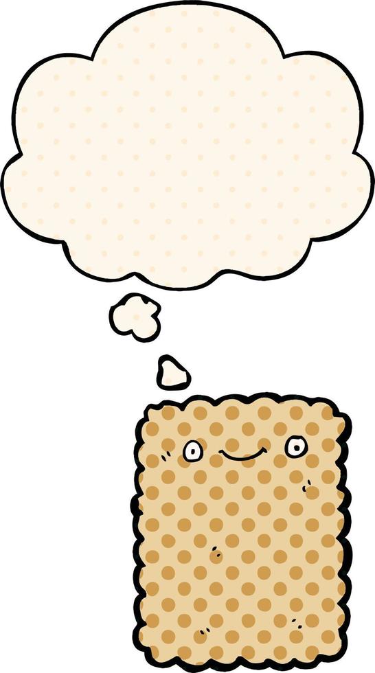 cartoon biscuit and thought bubble in comic book style vector