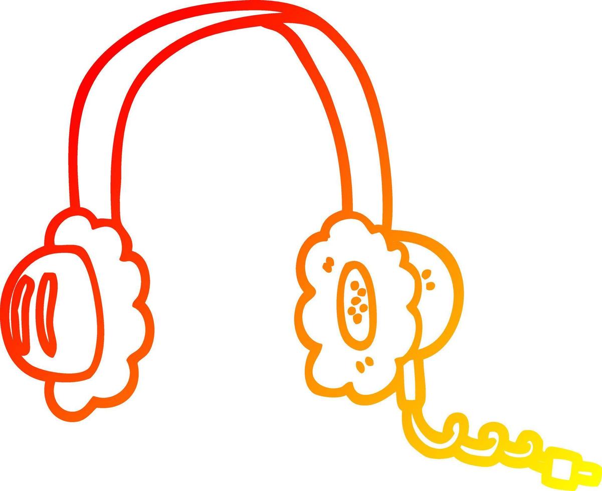 warm gradient line drawing cartoon music headphones vector