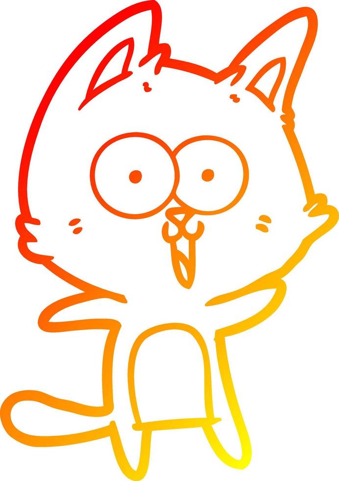 warm gradient line drawing funny cartoon cat vector