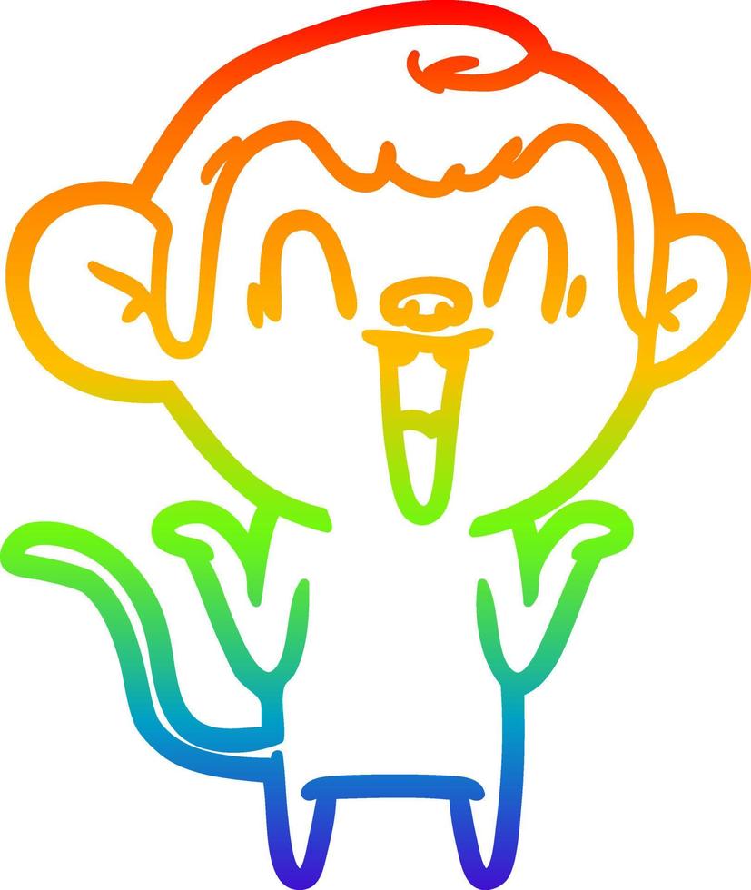 arco iris gradiente línea dibujo dibujos animados mono riendo vector