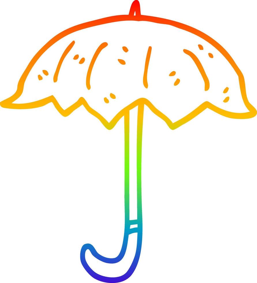 rainbow gradient line drawing cartoon open umbrella vector