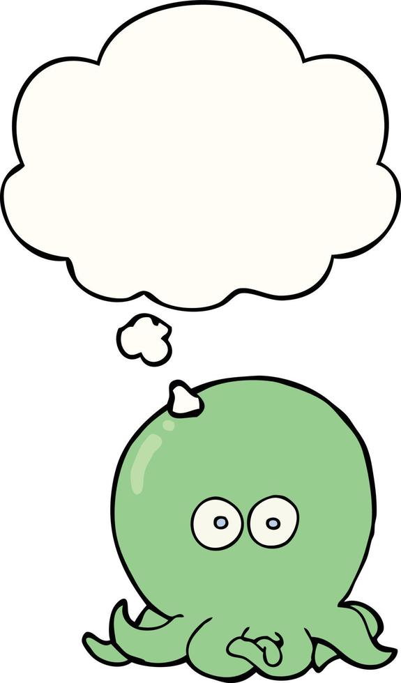 cartoon octopus and thought bubble vector