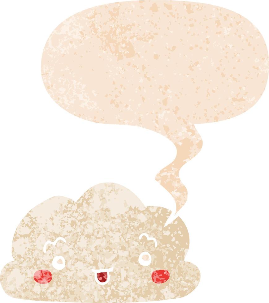 cartoon cloud and speech bubble in retro textured style vector