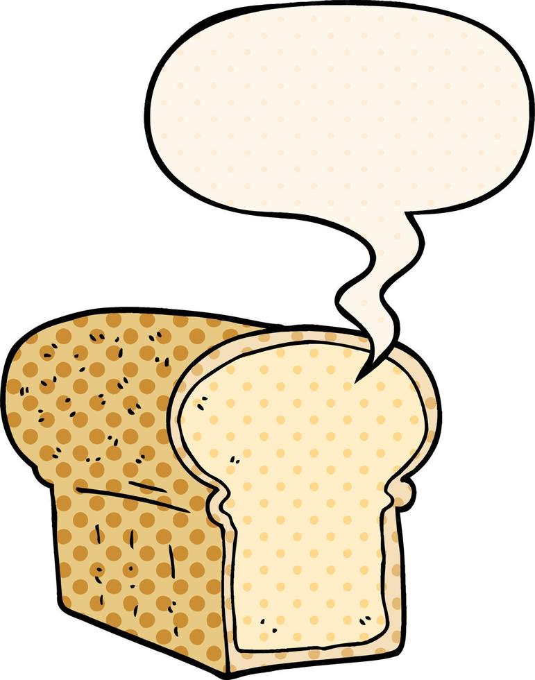 cartoon loaf of bread and speech bubble in comic book style vector