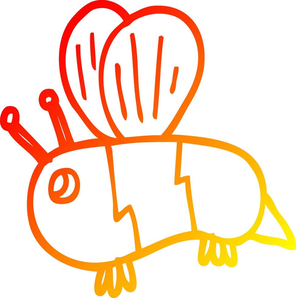 warm gradient line drawing cartoon fat bee vector