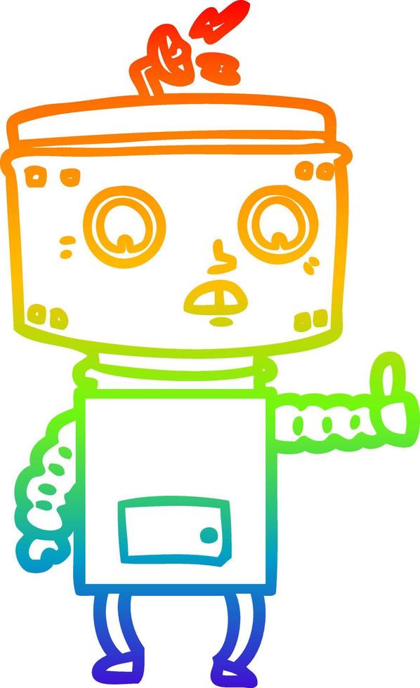 rainbow gradient line drawing cartoon robot vector