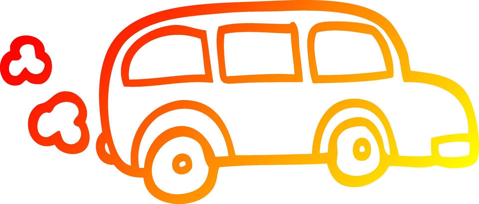 autobús de dibujo infantil de dibujo de línea de degradado cálido vector