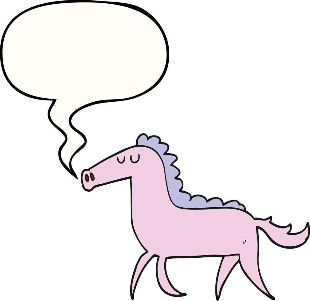 caricatura, caballo, y, burbuja del discurso vector