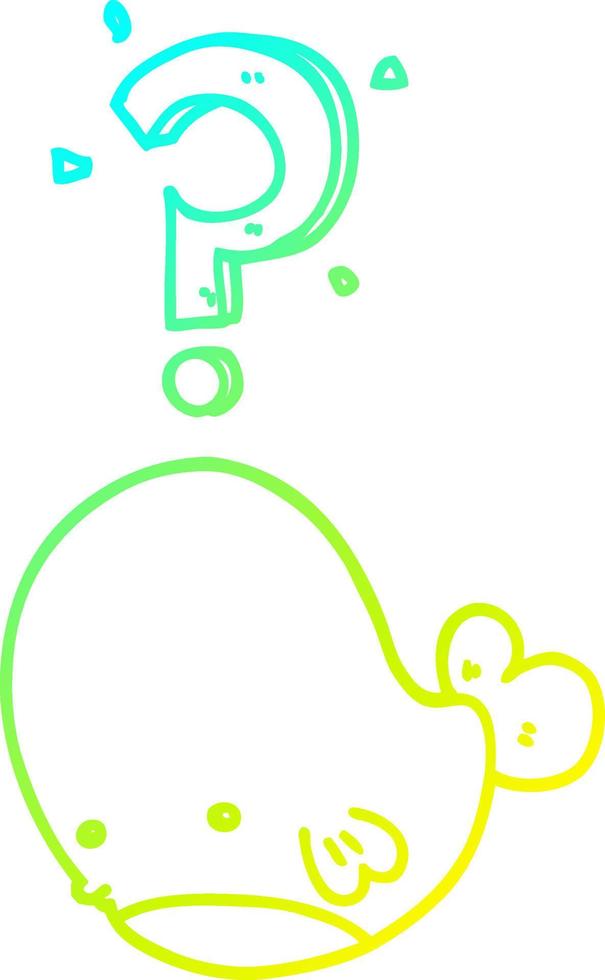 cold gradient line drawing cartoon confused whale vector