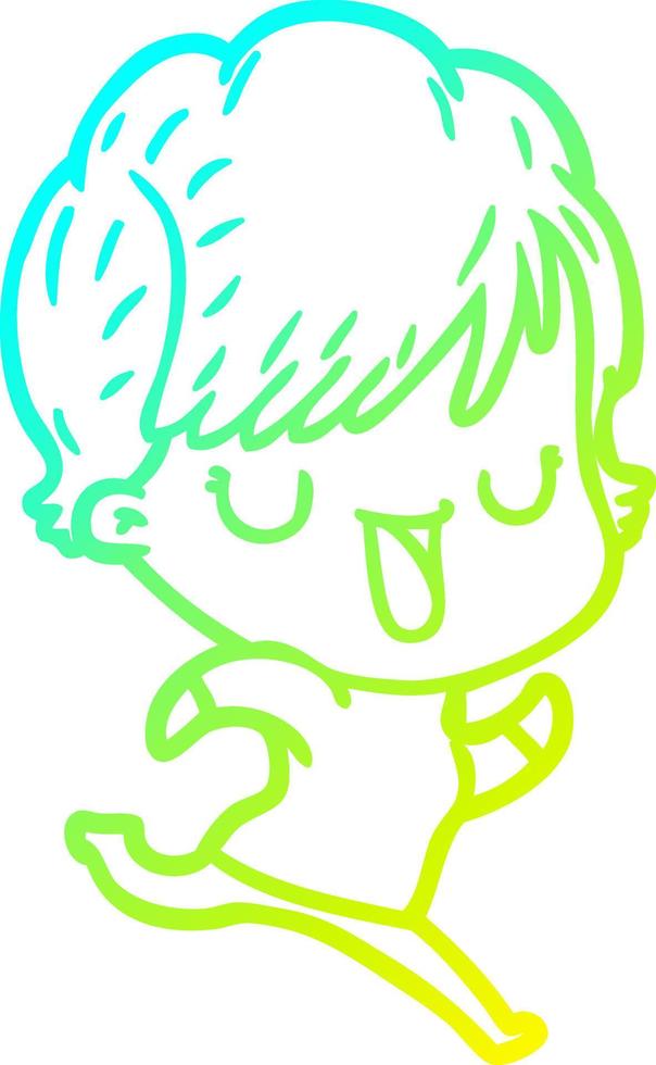 cold gradient line drawing cartoon woman talking vector