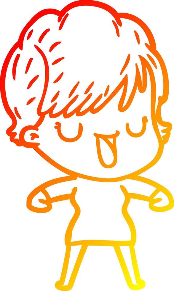 warm gradient line drawing cartoon woman talking vector