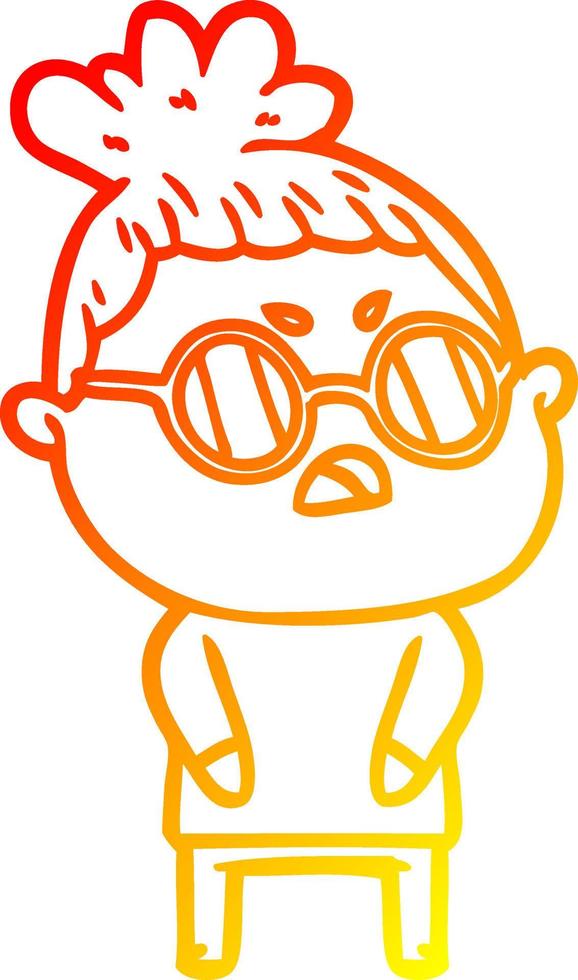 warm gradient line drawing cartoon annoyed woman vector