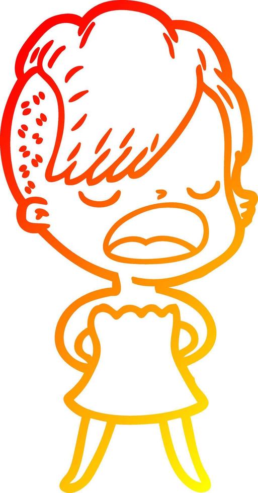 warm gradient line drawing cartoon cool hipster girl talking vector