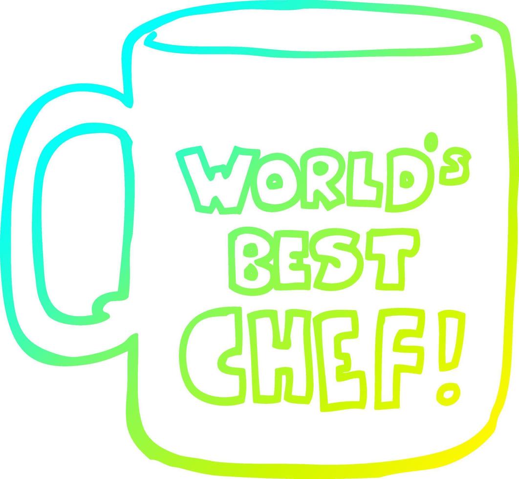 Taza de dibujo de línea de gradiente frío mejor chef del mundo vector