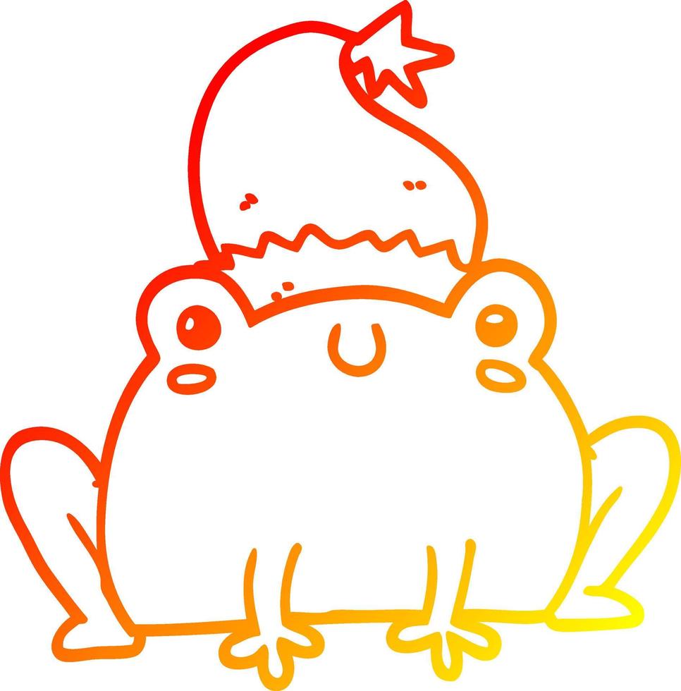 warm gradient line drawing cute cartoon christmas frog vector