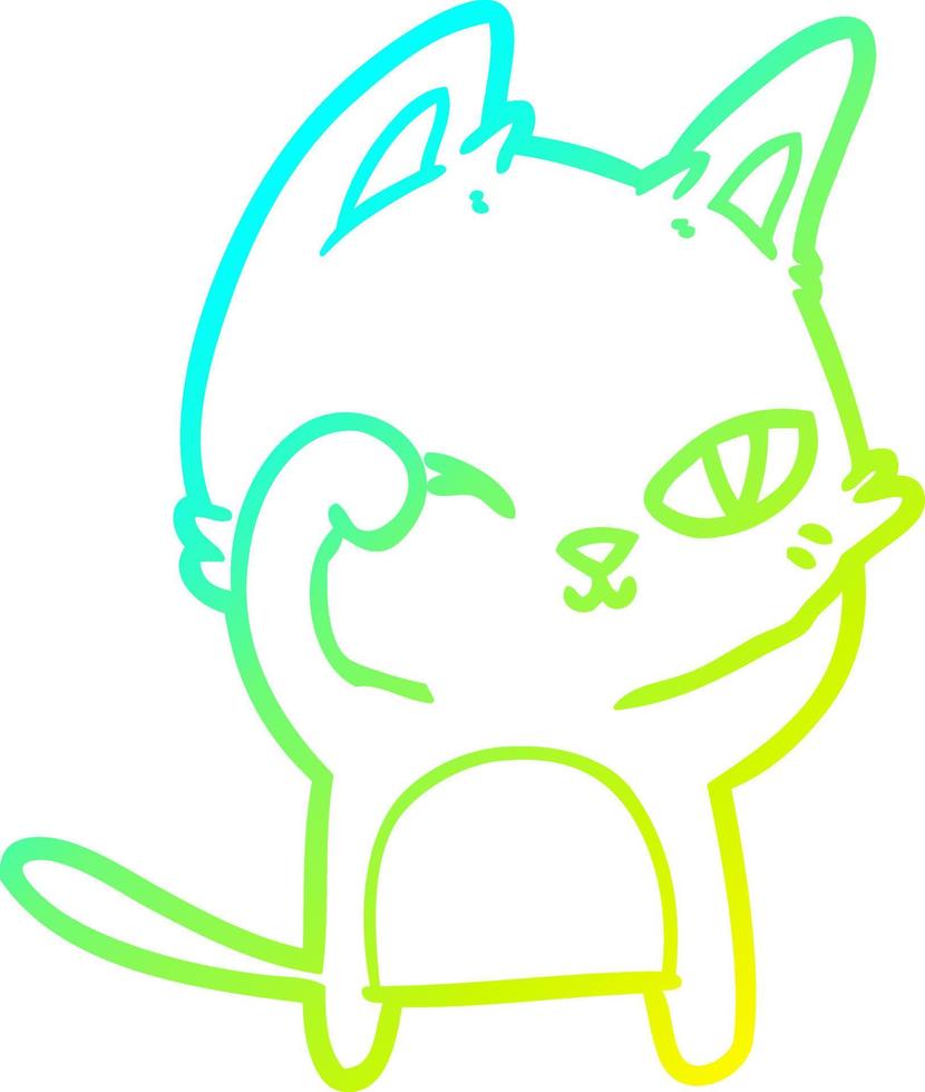 cold gradient line drawing cartoon cat rubbing eye vector