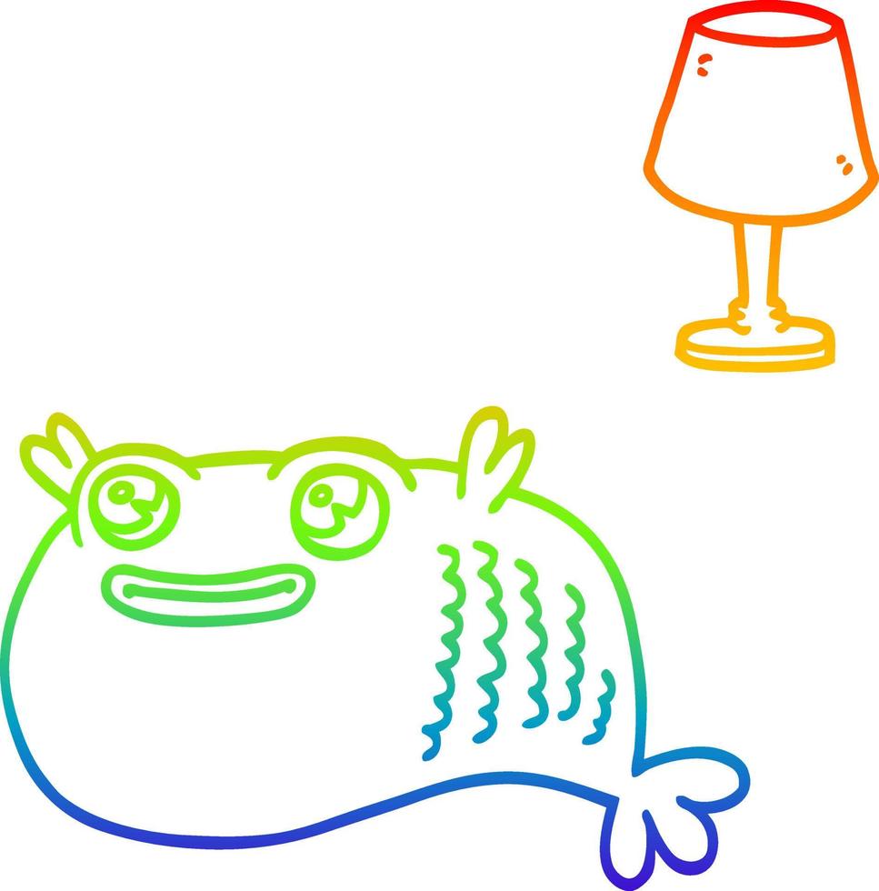 rainbow gradient line drawing cartoon fish vector