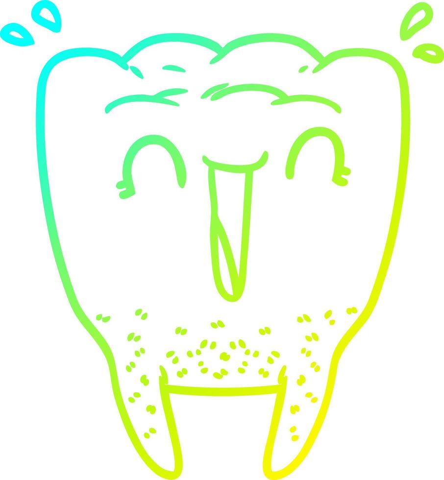 cold gradient line drawing cartoon happy tooth vector