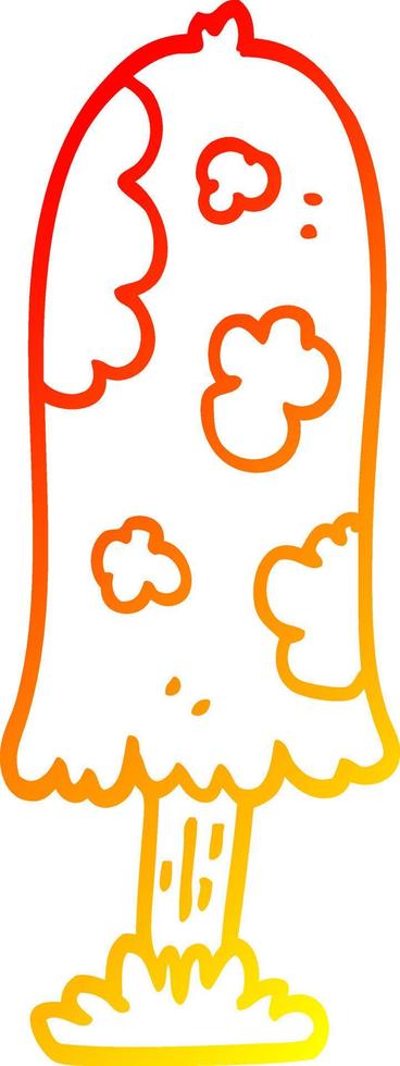 warm gradient line drawing cartoon mushroom vector