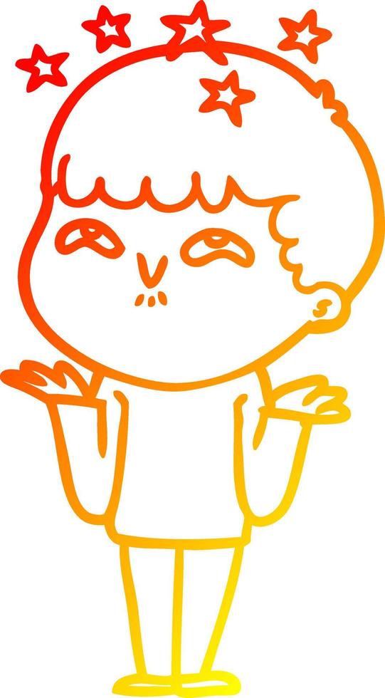 warm gradient line drawing cartoon amazed boy vector