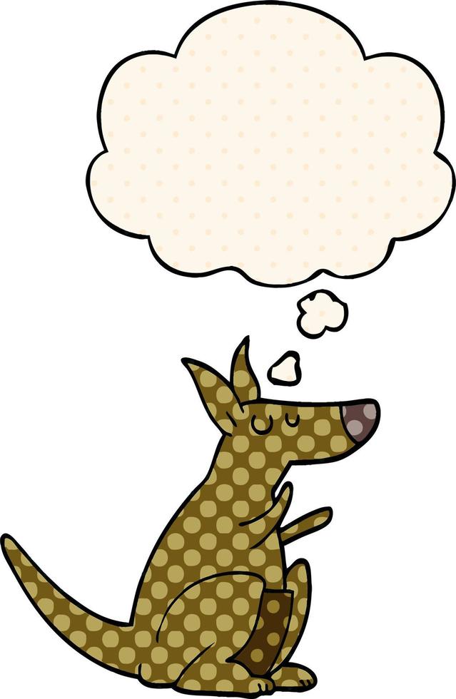 cartoon kangaroo and thought bubble in comic book style vector