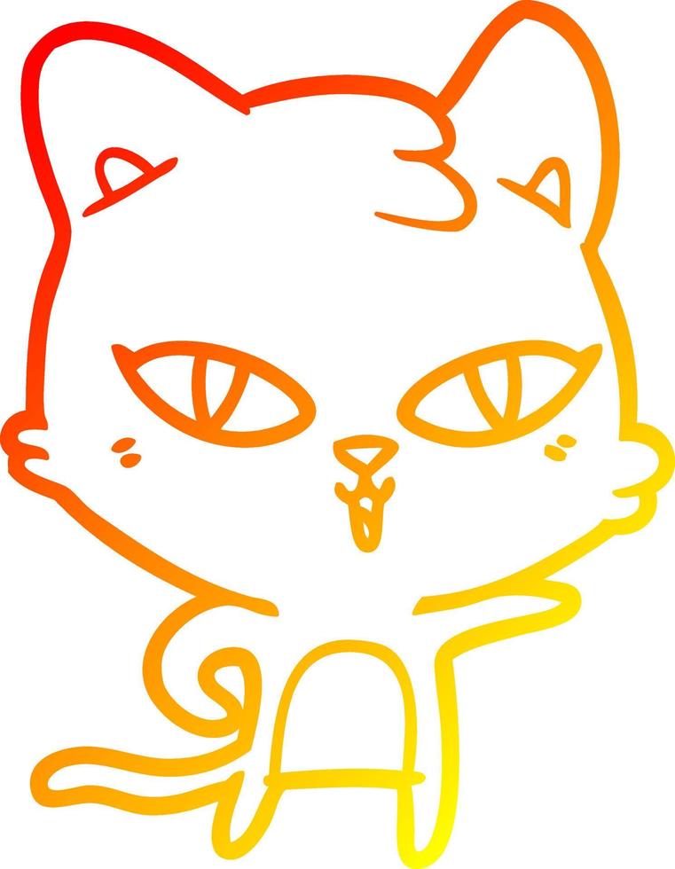 warm gradient line drawing cartoon cat vector