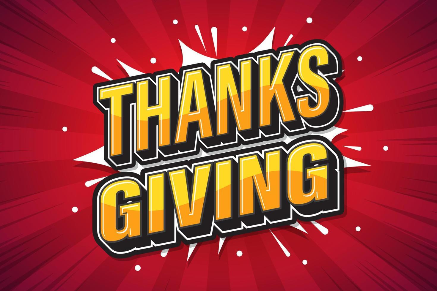 Thank giving, font expression pop art comic speech bubble. Vector illustration