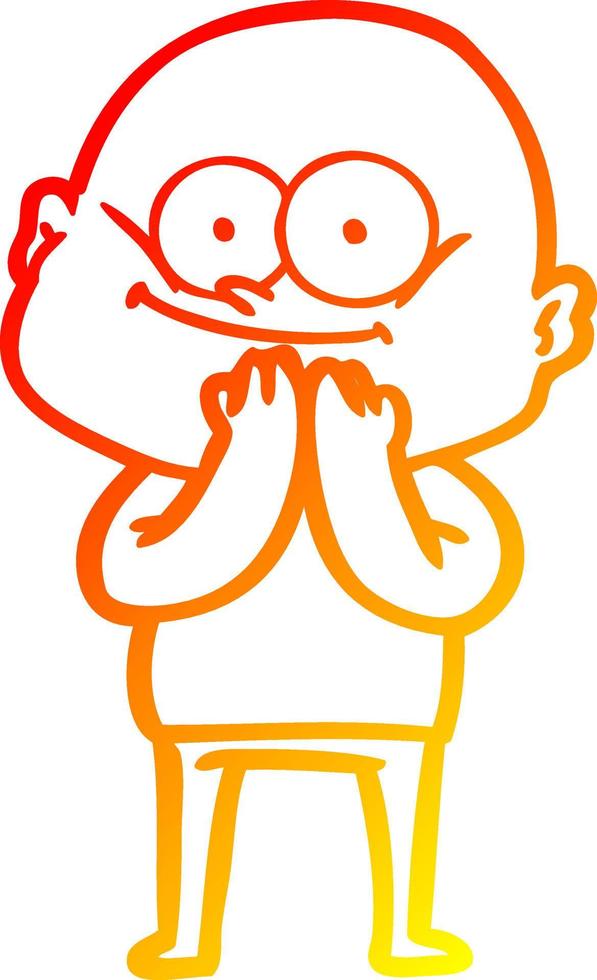 warm gradient line drawing cartoon bald man staring vector