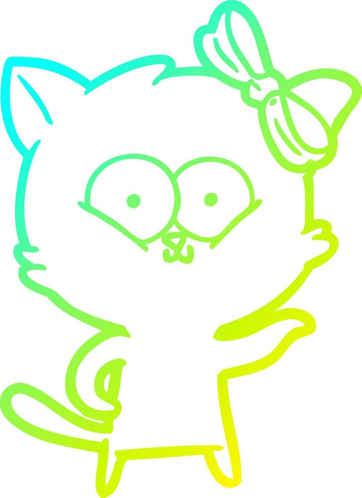 cold gradient line drawing cartoon cat vector
