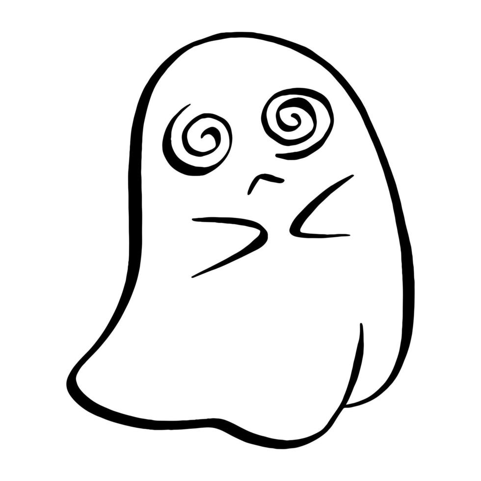 Vector illustration of Halloween Little Ghost cartoon line on white background.