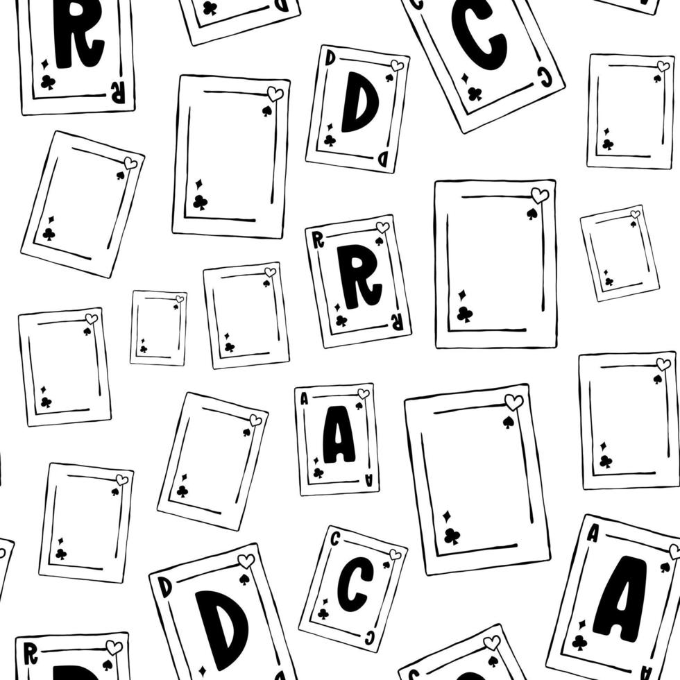 Black line Card seamless pattern. Design for paper, covers, cards, fabrics, background and any. Vector illustration.