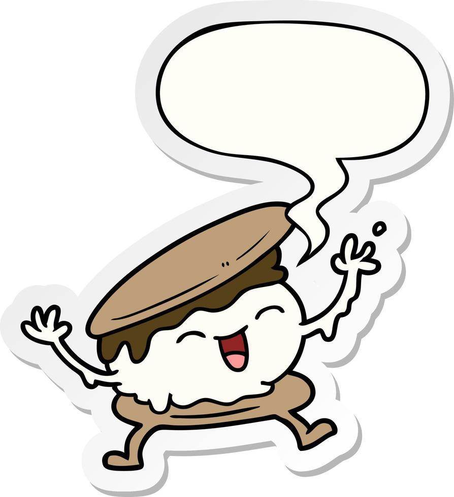 smore cartoon and speech bubble sticker vector