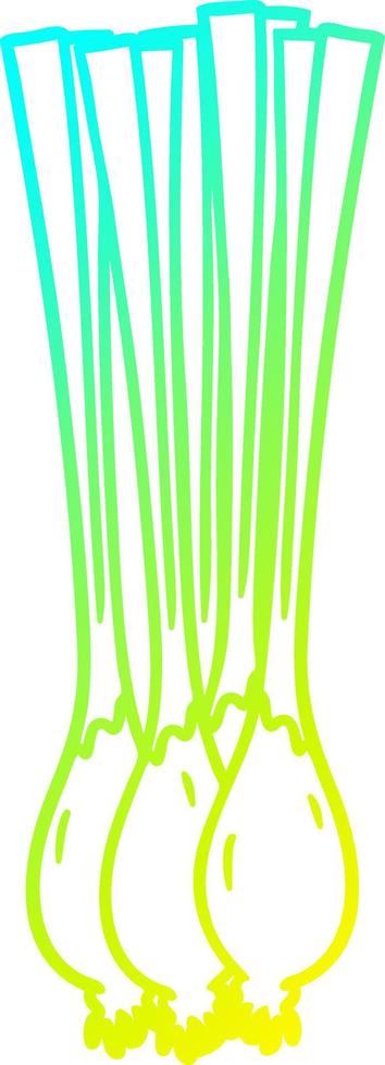 cold gradient line drawing cartoon spring onions vector