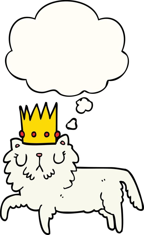 cartoon cat wearing crown and thought bubble vector