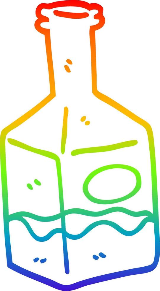 rainbow gradient line drawing cartoon drink in decanter vector