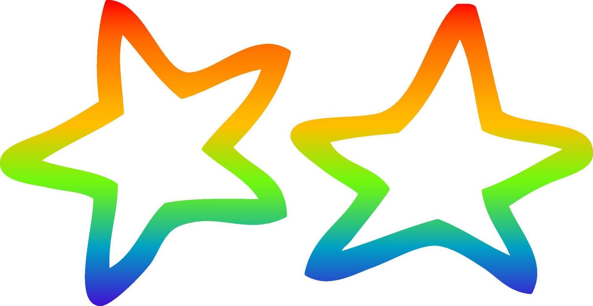 rainbow gradient line drawing cartoon stars vector