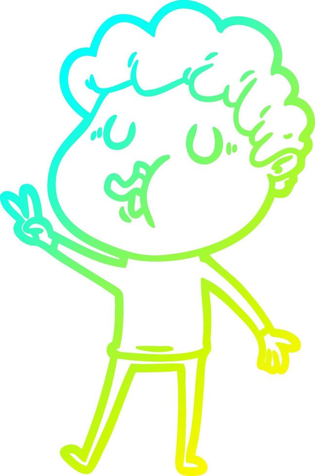 cold gradient line drawing cartoon man singing vector